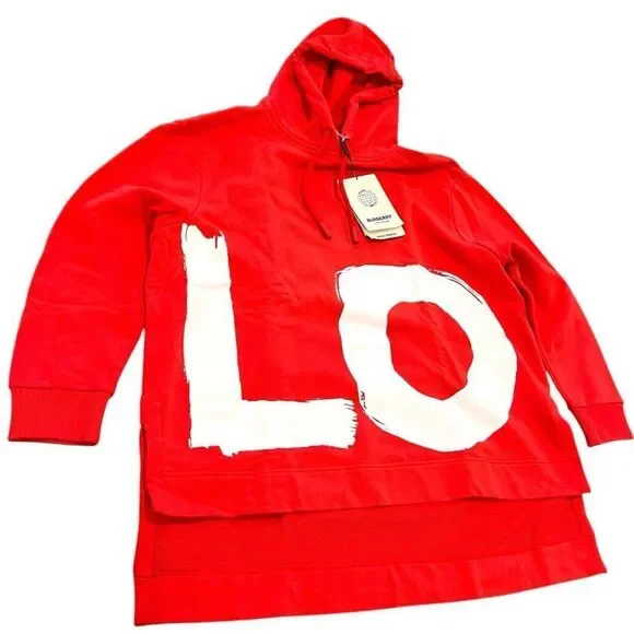 Burberry NWT Love Hooded Sweatshirt Red Unisex - Picture 4 of 14